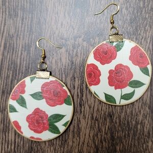 HAND CRAFTED Roses Are Red Dangle Earrings